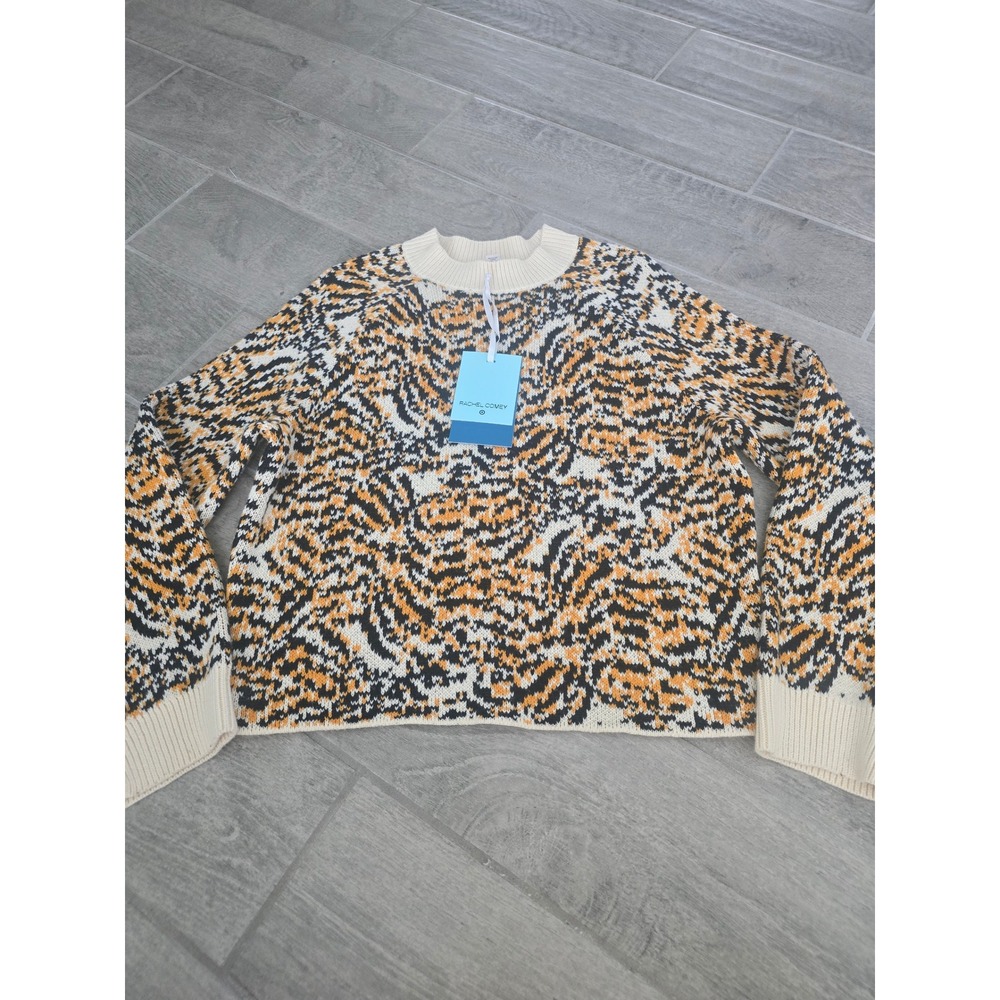Rachel Comey x Target Tiger Animal Print Knit Sweater XS/S Cream Orange Black